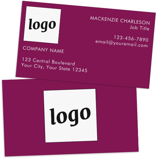 Einfache Logos und Text dunkel Cherry Magenta Rosa Visitenkarte