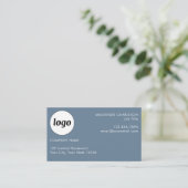 Einfache Logos und Text dunkelblau grau Visitenkarte (Stehend Vorderseite)