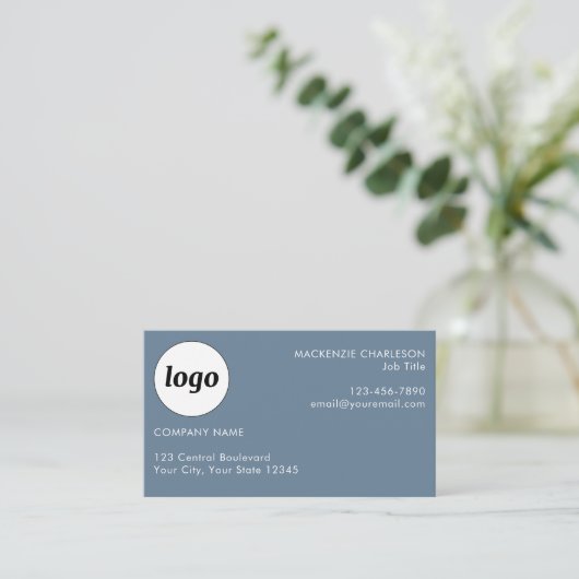 Einfache Logos und Text dunkelblau grau Visitenkarte (Stehend Vorderseite)