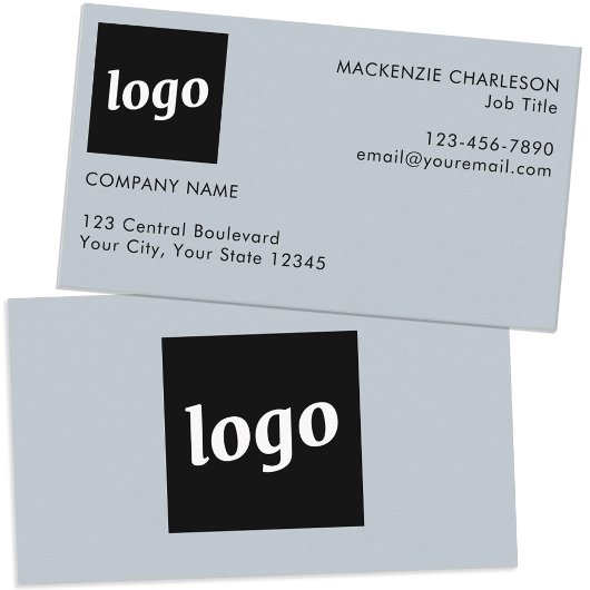 Einfache Logos und Text-Dusty-Pulver blau Visitenkarte