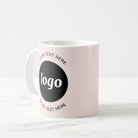 Einfache Logos und Text in Rosa Kaffeetasse (Vorderseite Links)