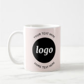 Einfache Logos und Text in Rosa Kaffeetasse (Links)