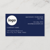 Einfache Logos und Text Navy Blue Visitenkarte (Vorderseite)