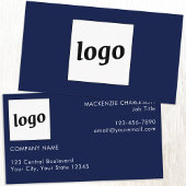 Einfache Logos und Text Navy Blue Visitenkarte