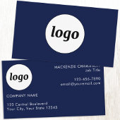 Einfache Logos und Text Navy Blue Visitenkarte