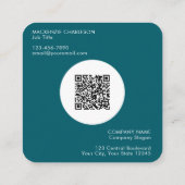 Einfache Logos und Text-QR-Code Aquamarin grün Quadratische Visitenkarte (Rückseite)