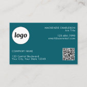 Einfache Logos und Text-QR-Code Aquamarin grün Visitenkarte (Vorderseite)