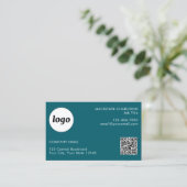 Einfache Logos und Text-QR-Code Aquamarin grün Visitenkarte (Stehend Vorderseite)