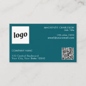 Einfache Logos und Text-QR-Code Aquamarin grün Visitenkarte (Vorderseite)