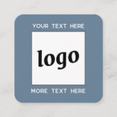 Einfache Logos und Text-QR-Code Blau Quadratische Visitenkarte (Vorderseite)