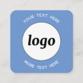 Einfache Logos und Text-QR-Code Blau Quadratische Visitenkarte (Vorderseite)