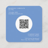 Einfache Logos und Text-QR-Code Blau Quadratische Visitenkarte (Rückseite)