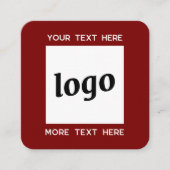Einfache Logos und Text QR-Code Dunkel-Burgund-Rot Quadratische Visitenkarte (Vorderseite)