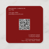 Einfache Logos und Text QR-Code Dunkel-Burgund-Rot Quadratische Visitenkarte (Rückseite)