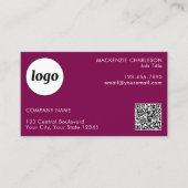 Einfache Logos und Text QR-Code Magenta Rosa Visitenkarte (Vorderseite)