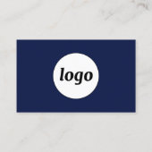 Einfache Logos und Text QR Code Navy Blue Visitenkarte (Rückseite)
