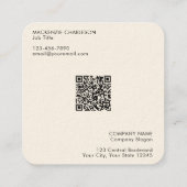 Einfache Logos und Text-QR-Code Quadratische Visitenkarte (Rückseite)