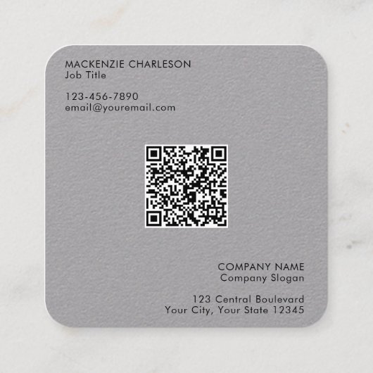 Einfache Logos und Text-QR-Code Quadratische Visitenkarte (Rückseite)