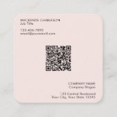 Einfache Logos und Text-QR-Code Rosa Quadratische Visitenkarte (Rückseite)