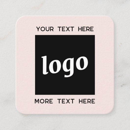 Einfache Logos und Text-QR-Code Rosa Quadratische Visitenkarte (Vorderseite)