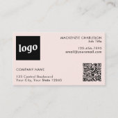 Einfache Logos und Text-QR-Code Rosa Visitenkarte (Vorderseite)