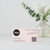 Einfache Logos und Text-QR-Code Rosa Visitenkarte (Stehend Vorderseite)