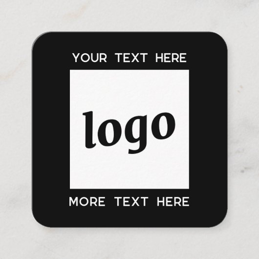 Einfache Logos und Text-QR-Code Schwarz Quadratische Visitenkarte (Vorderseite)