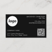 Einfache Logos und Text-QR-Code Schwarz Visitenkarte (Vorderseite)