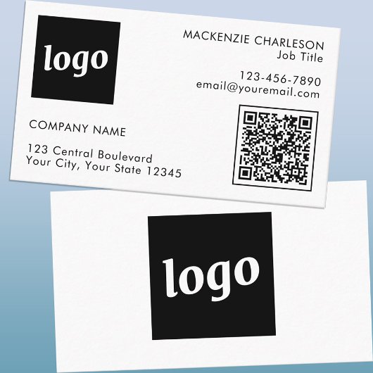 Einfache Logos und Text-QR-Code Visitenkarte