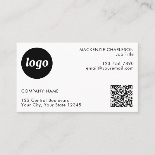 Einfache Logos und Text-QR-Code Visitenkarte (Vorderseite)