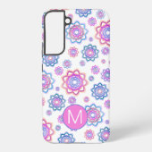Einfache Lotus-Blume Monogramm Pink Pastellgrün Samsung Galaxy Hülle (Rückseite)