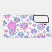 Einfache Lotus-Blume Monogramm Pink Pastellgrün Samsung Galaxy Hülle (Rückseite (Horizontal))