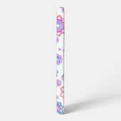 Einfache Lotus-Blume Monogramm Pink Pastellgrün Samsung Galaxy Hülle (Linke Seite)