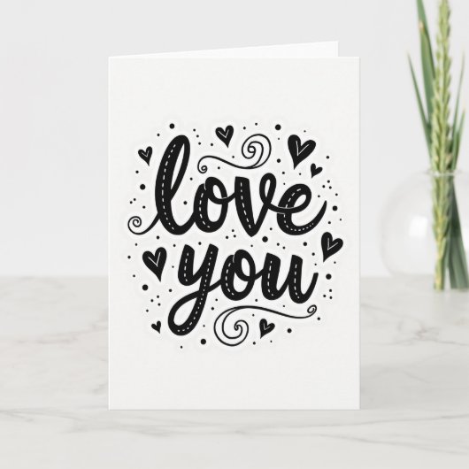 Einfache Love You gepunktete Karte (Vorderseite)