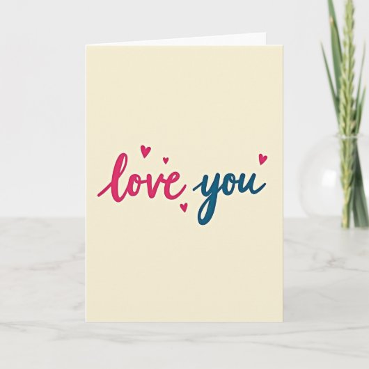 Einfache Love You Herzen Gemalte Karte (Vorderseite)