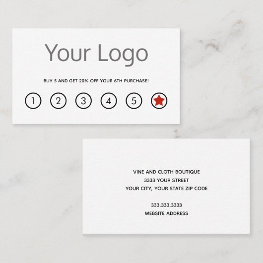 Einfache Loyalitätskarte Treuekarte (Vorne/Hinten)