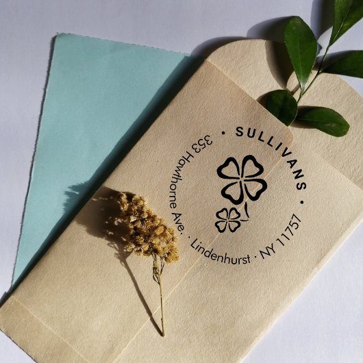 Einfache Lucky Clovers Rücksendeadresse Gummistempel