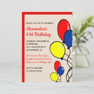 Einfache Luftballons zum 41. Geburtstag Einladunge Einladung