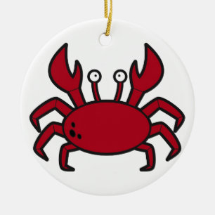 Einfache lustige Cartoonrotkrabbe Keramikornament
