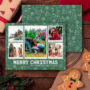 Einfache lustige Doodle-Weihnachts-5-Foto-Feiertag Feiertagskarte