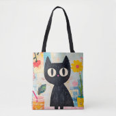 Einfache lustige süße schwarze Katze Tasche (Vorderseite)