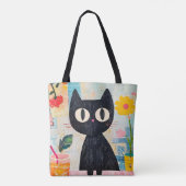 Einfache lustige süße schwarze Katze Tasche (Rückseite)