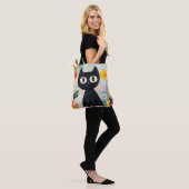 Einfache lustige süße schwarze Katze Tasche (Am Model)