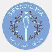 Einfache, lustige und minimale Bäckerei Whisk Logo Runder Aufkleber (Vorderseite)