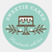 Einfache, lustige und minimale Bakery Cake Logo Aq Runder Aufkleber (Vorderseite)