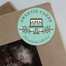 Einfache, lustige und minimale Bakery Cake Logo Aq Runder Aufkleber