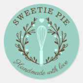 Einfache, lustige und minimale Bakery Whisk Logo A Runder Aufkleber (Vorderseite)