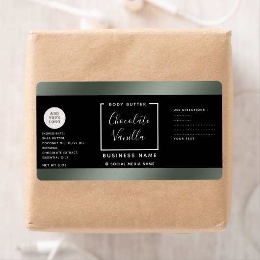 Einfache Lux-Typografie schwarz grünes Kosmetiklog (Insitu)