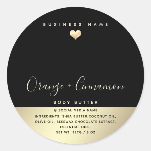 Einfache Lux-Typografie Schwarzes Gold Runder Aufkleber (Vorderseite)