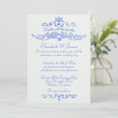 Einfache Luxus Blue Wedding Einladungen (Stehend Vorderseite)